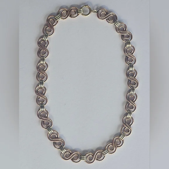 Victorian 14k Yellow & Rose Gold Filled Unique Link Heavy 32g 16.5 Necklace
